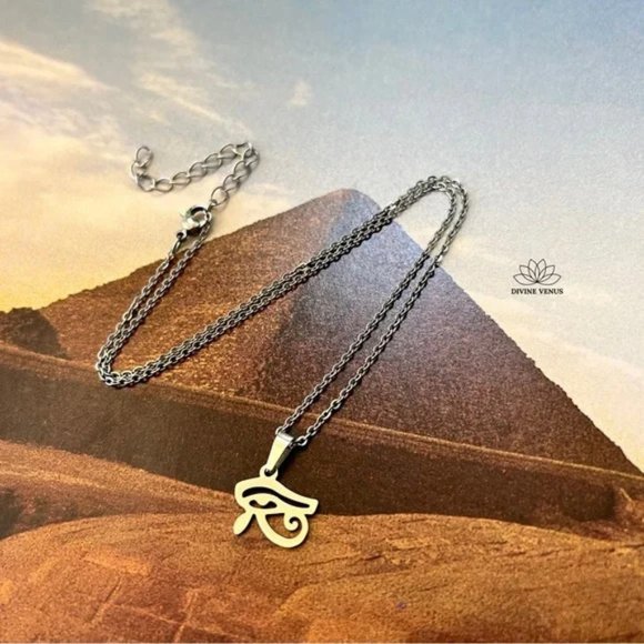 Eye of Horus Necklace | Ancient Egyptian Symbols | Stainless Steel Jewelry - Picture 2 of 6